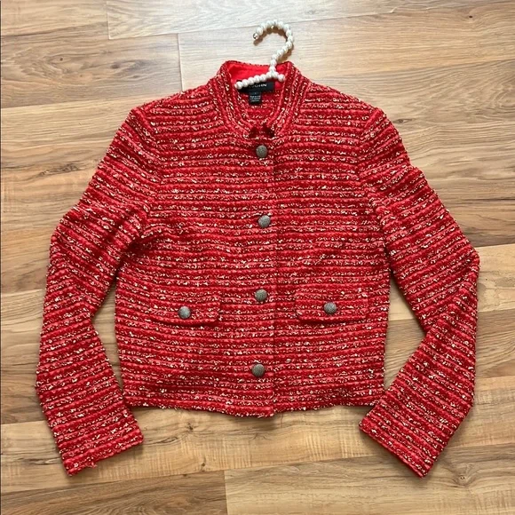 St .John Chic Red Tweed Jacket - Picture 1 of 5